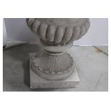 Pair of Ornate Concrete Urn Planters - Beaded Rim, Fluted Base - 28' x 20.5' (Lot of 2)