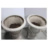 Pair of Ornate Concrete Urn Planters - Beaded Rim, Fluted Base - 28' x 20.5' (Lot of 2)