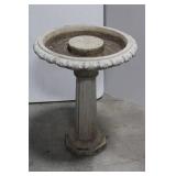 Concrete Bird Bath on Pedestal - Ornate Rim, ~30 in Tall, 23 in Bowl
