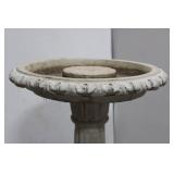 Concrete Bird Bath on Pedestal - Ornate Rim, ~30 in Tall, 23 in Bowl