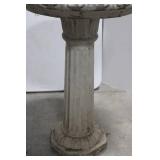 Concrete Bird Bath on Pedestal - Ornate Rim, ~30 in Tall, 23 in Bowl