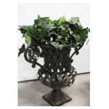 Iron Cast Garden Urns - Lattice Pattern, Pair with Removable Ivy Leaves 17' x 16'