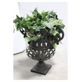 Iron Cast Garden Urns - Lattice Pattern, Pair with Removable Ivy Leaves 17' x 16'