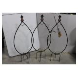 3-Piece Wrought Iron Teardrop Plant Stakes with Amber Glass Orbs 38.5' x 16'