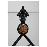 3-Piece Wrought Iron Teardrop Plant Stakes with Amber Glass Orbs 38.5' x 16'