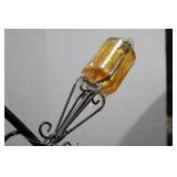 3-Piece Wrought Iron Teardrop Plant Stakes with Amber Glass Orbs 38.5' x 16'