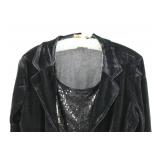 Notations 2-FER Twinset Velvet Blazer & Sequined Tank - Black