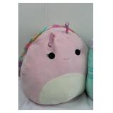Squishmallows Plush Lot - Pink Rainbow-Mane, Mint Cat, Brown Dog w/XOXO