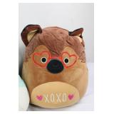 Squishmallows Plush Lot - Pink Rainbow-Mane, Mint Cat, Brown Dog w/XOXO