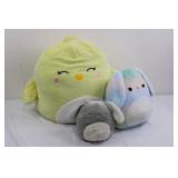 Squishmallows 3-Pack Plush Set - Yellow Chick, Grey Bunny & Pastel Rainbow Bunny