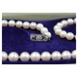 Mikimoto Akoya Pearl Necklace - Cream White 7-8mm Beads with Box Clasp