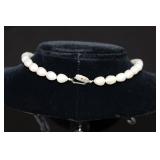 Pearl Necklace - Oval Beads, Silver Clasp