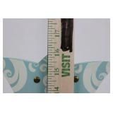 Blessed Cross Wall Hanging - Blue Wood Decor with White Scrollwork 16'