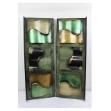 Pair of Verdigris Patina Metal Wall Panels with Curved Cutouts - Each 36' x 13'