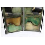 Pair of Verdigris Patina Metal Wall Panels with Curved Cutouts - Each 36' x 13'