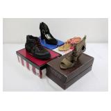 4-Pair Women's Shoes Lot - Size 7.5 (Sporto Boots, Aravon Wedges, Black Heels, Beaded Sandals)