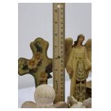 Angel & Floral Cross Memorial Figurine Set (Lot of 4)
