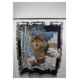 Wolf Family Tapestry Throw - Two-Sided with Lighthouse Scene (Fringed Edges)