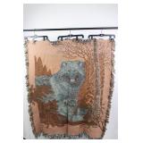 Wolf Family Tapestry Throw - Two-Sided with Lighthouse Scene (Fringed Edges)