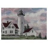 Wolf Family Tapestry Throw - Two-Sided with Lighthouse Scene (Fringed Edges)