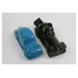 Avon Car-Shaped Empty Glass Perfume Bottles - Blue & Green (Set of 2)