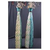 Elements 34in Blue Peacock Vase (Lot of 2)