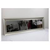Rectangular Brushed-Silver Framed Wall Mirror - Contemporary Hallway Decor  53in x 17in
