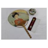 Geisha Hand Fan - Shanghai Souvenir Box & Spoon (3-Piece)