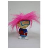 Three Troll Action Figures with Neon Hair - Blue Outfit, Pink Hair, Yellow Arm