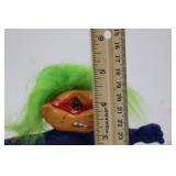 Three Troll Action Figures with Neon Hair - Blue Outfit, Pink Hair, Yellow Arm
