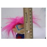 Three Troll Action Figures with Neon Hair - Blue Outfit, Pink Hair, Yellow Arm