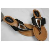 3-Pair Women's Sandals Lot - Size 7 (Liz Claiborne, Red Suede, Gray Metallic)