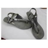 3-Pair Women's Sandals Lot - Size 7 (Liz Claiborne, Red Suede, Gray Metallic)
