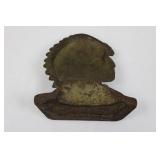 Native American Chief Motif Collection (Lot of 4) - Bronze Bust, Belt Buckle, Copper Pendant & Glass Eagle Dish