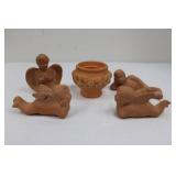 Terracotta Cherub Angel Figurine Set with Decorative Vase - 5-Piece Display 3'-5'Tall