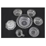 Crystal Clear Cut-Glass Punch Bowl Set with Lidded Compotes and Covered Dish
