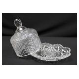 Crystal Clear Cut-Glass Punch Bowl Set with Lidded Compotes and Covered Dish