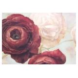 Framed Rose Bouquet Painting - Red & Ivory Roses in Vase 30.5' x 30.5'