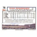 1992 Topps - Ivan Rodriguez #78 All Star Rookie Card