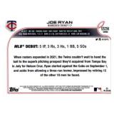 2022 Topps Chrome Blue Parallel Joe Ryan Rookie Card