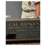 Limited Edition Cal Ripken Jr. 2,000th Consecutive Game Plaque, Autographed, Game Was Played at the Metrodome in Minneapolis, Only 2,000 Were Made, Great Ripken and Twins Collectible