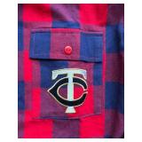 Joe Mauer Brand Flannel Minnesota Twins Shirt, Male Sized Medium, Includes Joe Mauer Autograph Stitched into the sleeve