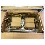 Four Chafing Dish Set for Buffets and Parties, New in Box, Parts Should all Be There, Includes 8 Pans (Enough for Four Sets of Two Where One Pan Holds the Food and Another Holds the Water, and 4 Lids)