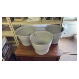 Three 12-Inch IronStone Pots, Timerbline Pearl ColorGreat for Indoor or Outdoor Use, Gardens and Flowers, Triple Coated for Lasting Finish