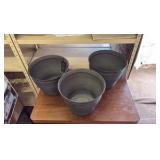 Three 10-Inch IronStone Pots, Timberline Slate Color, Great for Indoor or Outdoor Use, Gardens and Flowers, Triple Coated for Lasting Finish