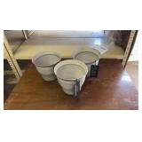 Three IronStone Pots, 6-Inch, Gray Color, Outdoor and Indoor Use, Sturdy Material, Good Quality, Triple Finished Coating, Great for Gardens and Flowers