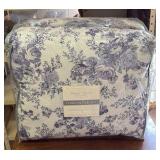 Laurel Manor Fine Linens Comforter ONLY, King Size Bed 110 x 96 Inches Toile Garden Design Print Blue and White