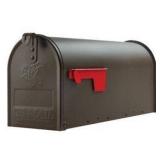 Mailbox Elite Bronze, Medium, Steel, Post Mount, Small dent back corner, 9”h x 7”w x 20d