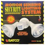 Satco SF76/530 Two Light Outdoor Heavy Duty Cast Aluminum Durable Weather Proof Security Flood Light with Motion Sensor Retail $80