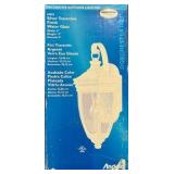 Angelo Lighting Dorchester Inn Outdoor Wall Lantern in a Silver Tavertine Finish With Water Glass Panels. Brand: Angelo Lighting Model: Dorchester Inn Dimensions: Approximately 9" wide by 17" high, ex